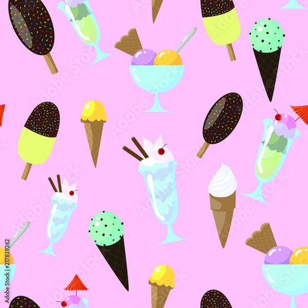 Fototapeta seamless fun ice cream background. suitable for fabric, packaging and event decoration