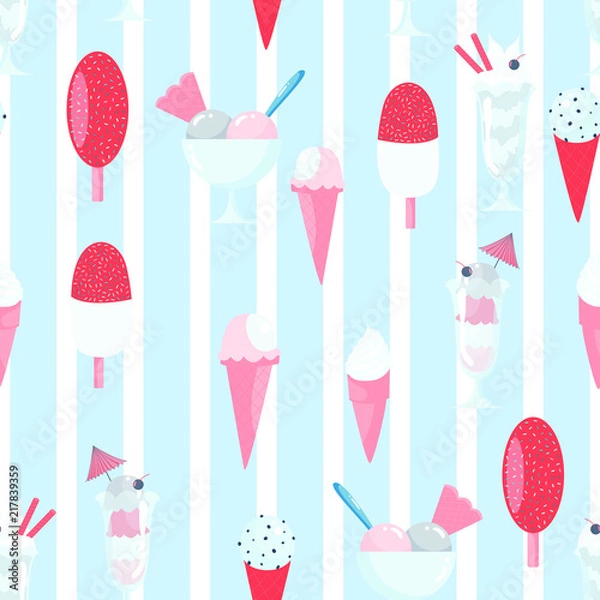 Fototapeta seamless fun ice cream background. suitable for fabric, packaging and event decoration