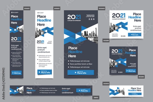 Fototapeta City Background Corporate Web Banner Template in multiple sizes. Easy to adapt to Brochure, Annual Report, Magazine, Poster, Corporate Advertising media, Flyer, Website.