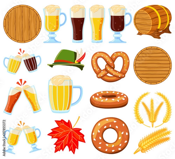 Fototapeta Colorful cartoon 18 oktoberfest elements set