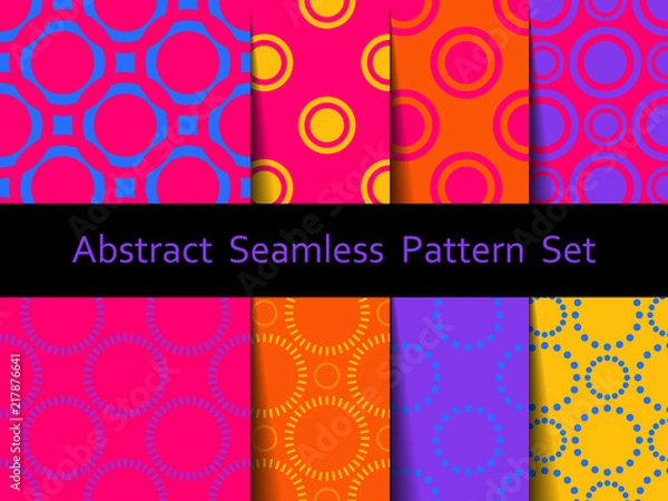 Fototapeta Abstract seamless colorful pattern set. Nice and beautiful modern vector graphic illustration