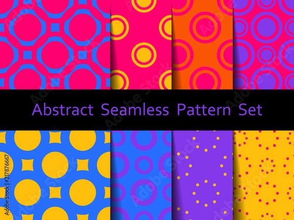 Fototapeta Abstract seamless colorful pattern set. Nice and beautiful modern vector graphic illustration