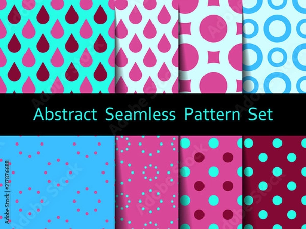 Fototapeta Abstract seamless colorful pattern set. Nice and beautiful modern vector graphic illustration