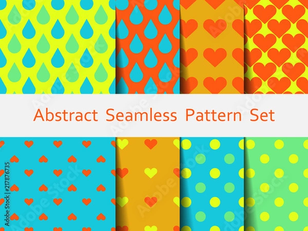 Fototapeta Abstract seamless colorful pattern set. Nice and beautiful modern vector graphic illustration