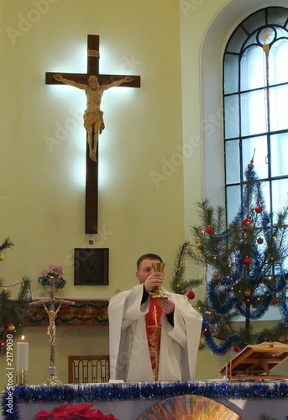 Obraz roman catholic cathedral christmas interrior