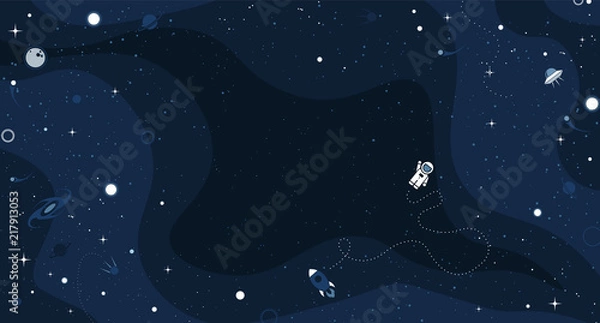 Obraz Vector flat space design background with small elements