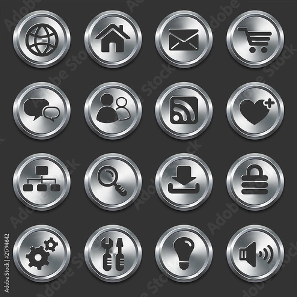 Fototapeta Internet Icons on Metal Buttons