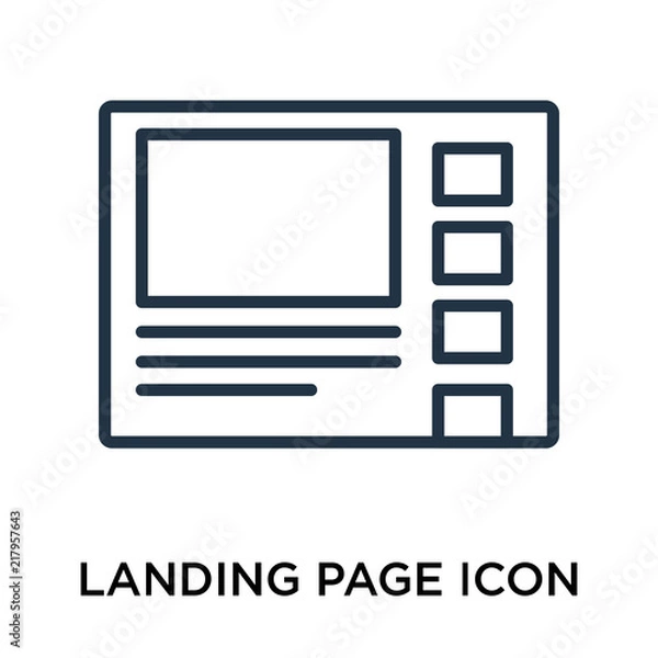Fototapeta Landing page icon vector isolated on white background, Landing page sign , thin symbol or stroke element design in outline style