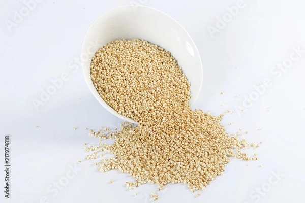 Fototapeta quinoa popping. On a white background. Cereal.