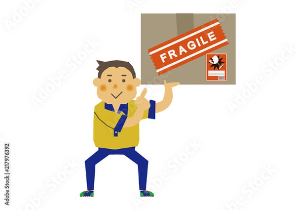 Fototapeta 物流倉庫の作業員。配達する人。仕事中の人。