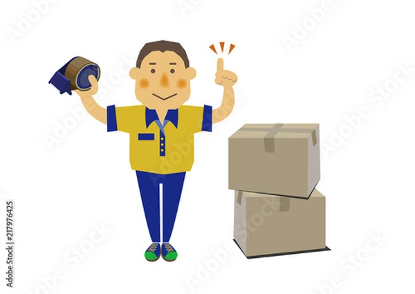 Fototapeta 物流倉庫の作業員。配達する人。仕事中の人。