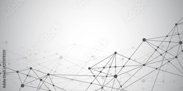 Obraz Abstract connecting dots and lines with geometric background. Modern technology connection science, Polygonal structure background. Vector illustration