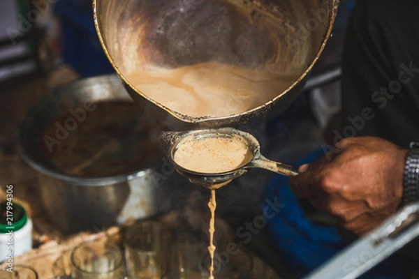Obraz Making Masala Milk Tea in the Street of Nepal
