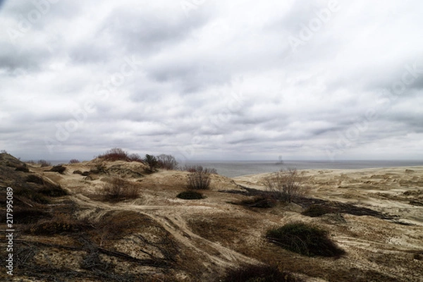 Fototapeta Beautiful view on sand dunes of the Curonian spit. Nida in Lithuania and Kaliningrad region in Russia