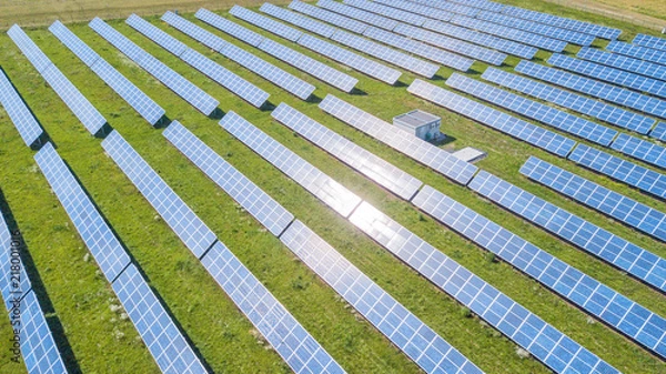Obraz Aerial View of Solar Panel Park