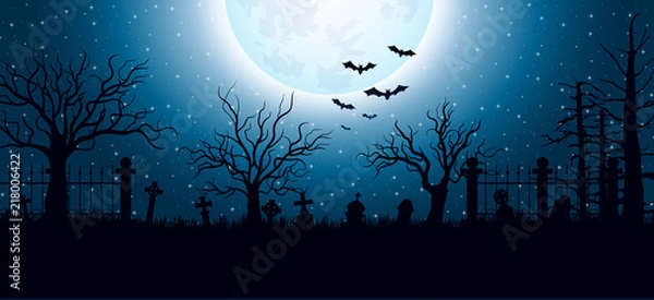 Obraz Halloween tło z cmentarzem