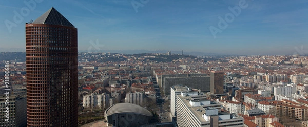 Fototapeta vue de lyon depuis tour oxygene