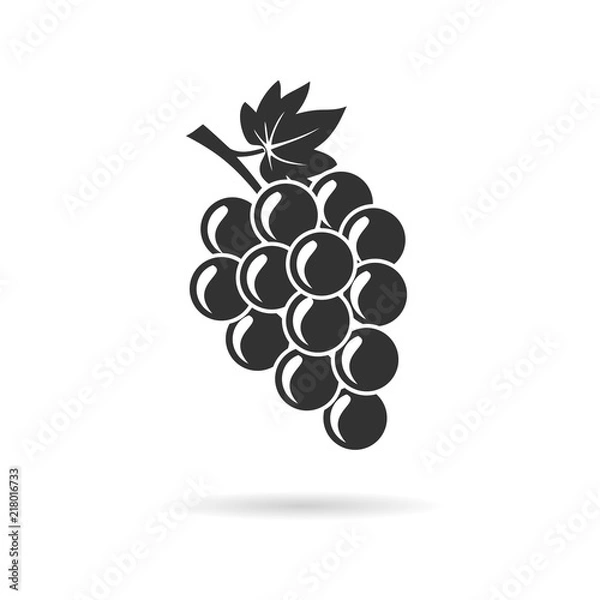 Obraz kiść winogron z liściem