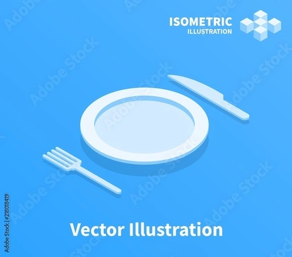 Obraz Plate fork and knife icon. Vector illustration.