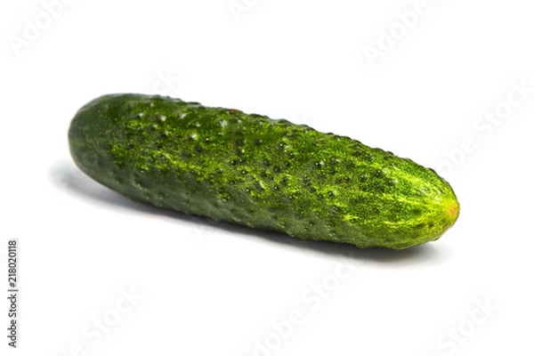Fototapeta Fresh green cucumber isolated on white background