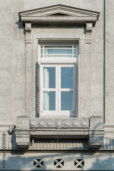Obraz White wooden window Colonial style architecture building Singapore City
