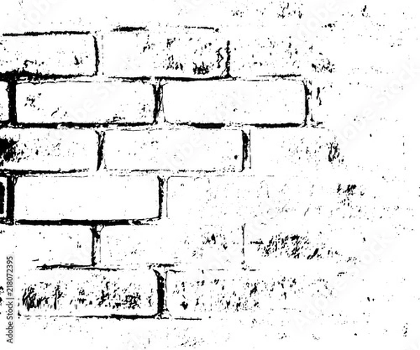 Obraz Vector monochrome grunge background. Illustration of brick wall texture. Grunge Distress Sketch Stamp Overlay Effect.