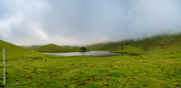 Obraz Panorama of the bottom of the cauldron of Corvo Island in Azores