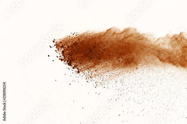 Fototapeta Dry soil explosion isolated on white background.
