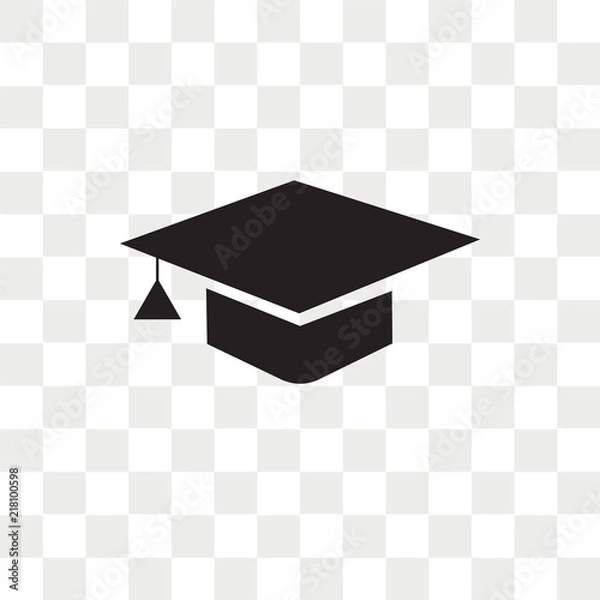 Fototapeta Graduation cap vector icon isolated on transparent background, Graduation cap logo design