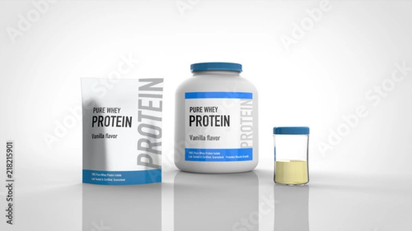 Obraz 袋プロテインとボトルプロテインとシェイカー