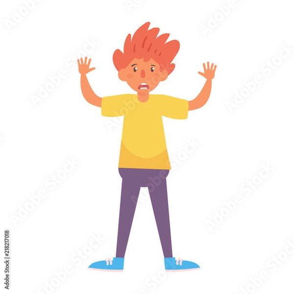 Fototapeta Man shouts Vector. Cartoon. Isolated art on white background.