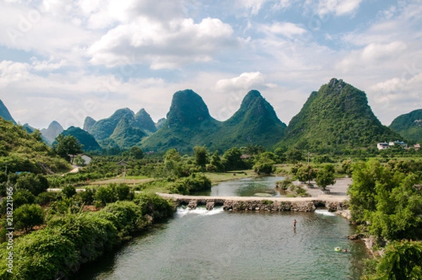 Obraz China Guilin Yangshuo Berge Fluss