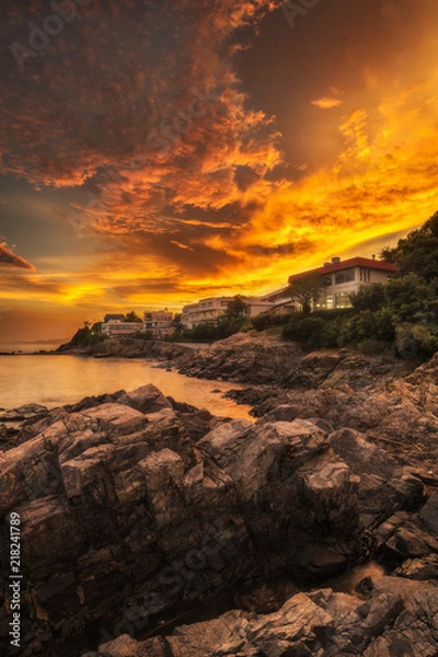 Fototapeta 兵庫　赤穂御崎の夕焼け