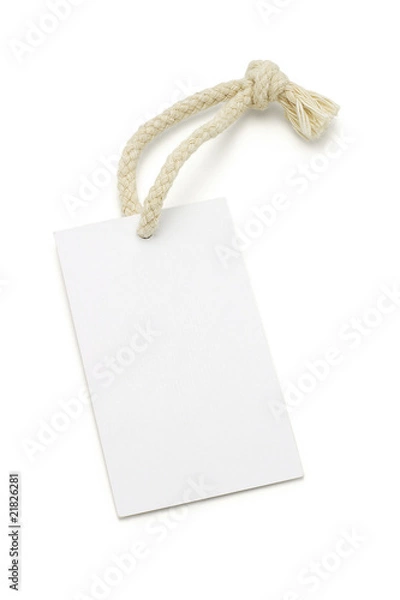 Fototapeta Blank white tag with string