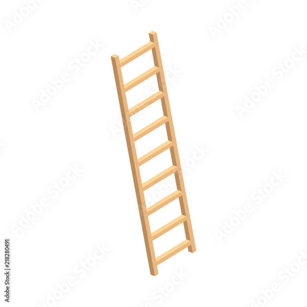 Fototapeta Wood ladder home farm icon. Isometric of wood ladder home farm vector icon for web design isolated on white background