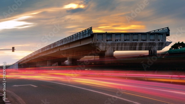 Fototapeta Concrete bridge in construction .