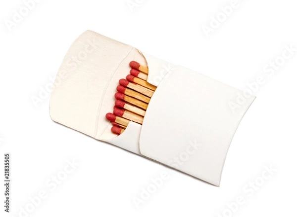 Fototapeta red matches in a white box