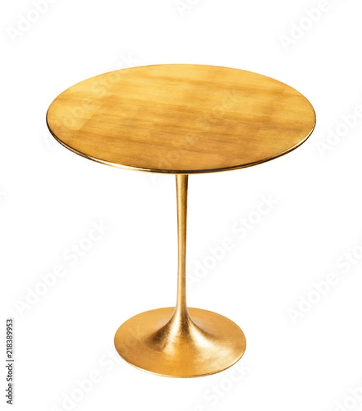 Obraz Elegant golden coffee table isolated on white background. Clipping path..