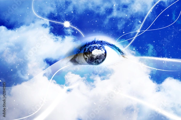 Obraz oko, niebo i chmury