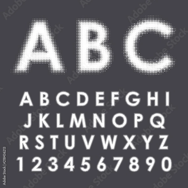Obraz Halftone alphabet and numbers