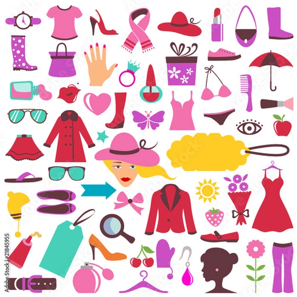 Fototapeta fashion and beauty icons