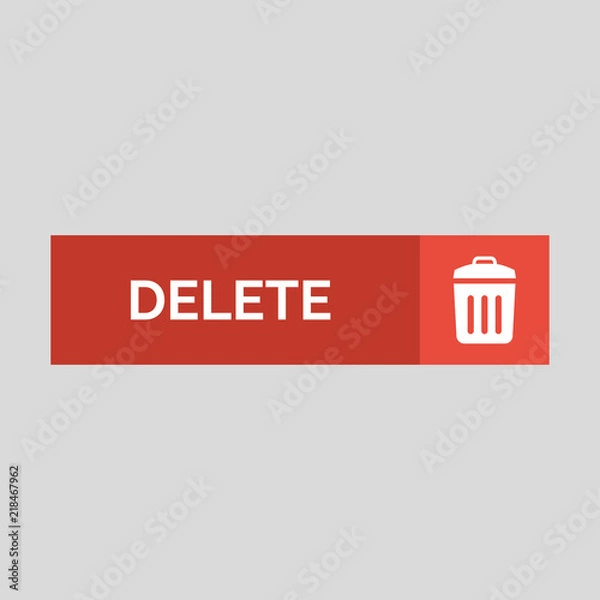 Fototapeta Delete flat button on grey background.