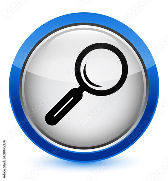 Fototapeta Magnifying glass icon crystal blue round button