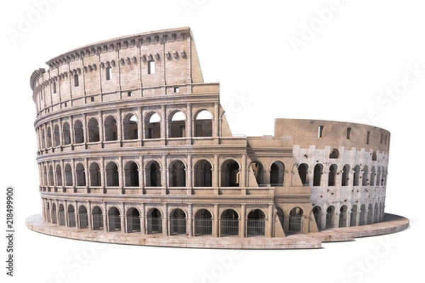 Fototapeta Colosseum, kolosseum odizolowywający na bielu. Symbol Rzymu i Włoch,