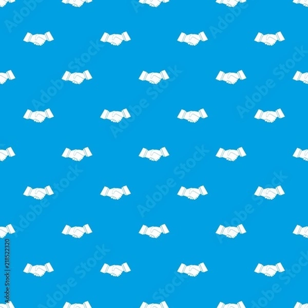 Fototapeta Handshake pattern repeat seamless in blue color for any design. Vector geometric illustration