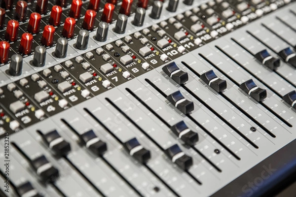Fototapeta Close-up of the knobs of the mixing console