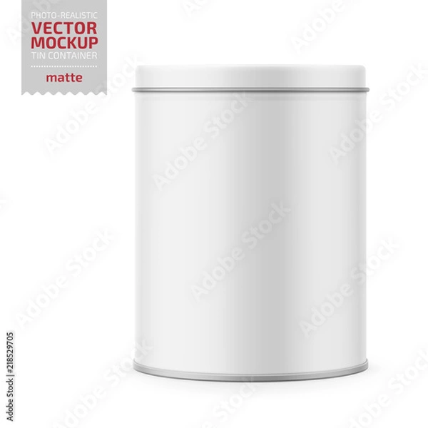 Obraz Round matte tin can with lid mockup.