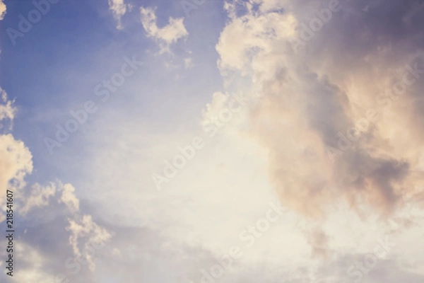 Obraz contrast colorful blue and white sky clouds background concept with empty space for copy or text