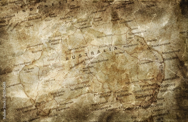 Obraz Old map of Australia.Photo in vintage image style.