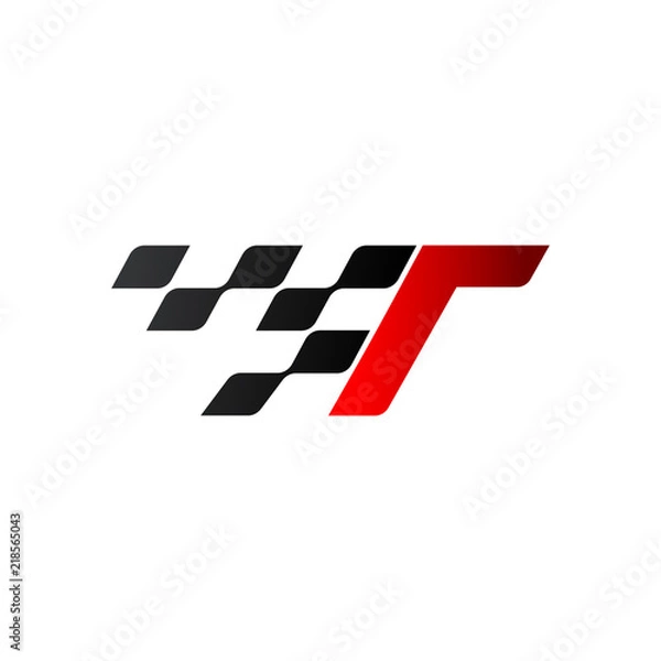 Obraz Letter T with racing flag logo